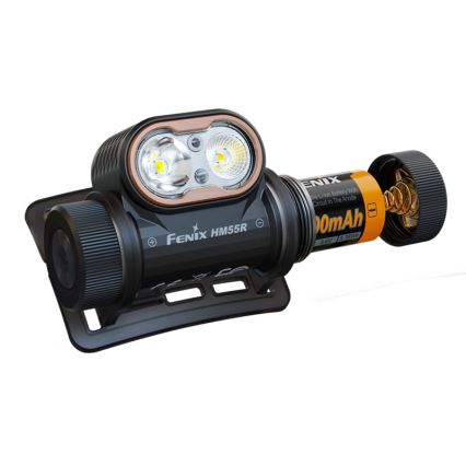 Fenix HM55RABL - LED ar regulējamu spilgtumu uzlādējams galvas lukturis LED/USB/1xCR123A 1600 mAh IP68 1200 lm 141,2 h melns
