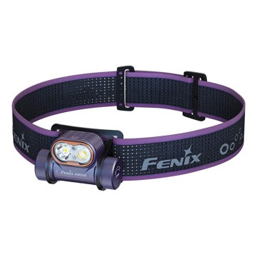Fenix HM55RPRP - LED uzlādējamais galvas lukturis ar regulējamu spilgtumu LED/USB/1xCR123A 1600 mAh IP68 1200 lm 141,2 h violeta/melna