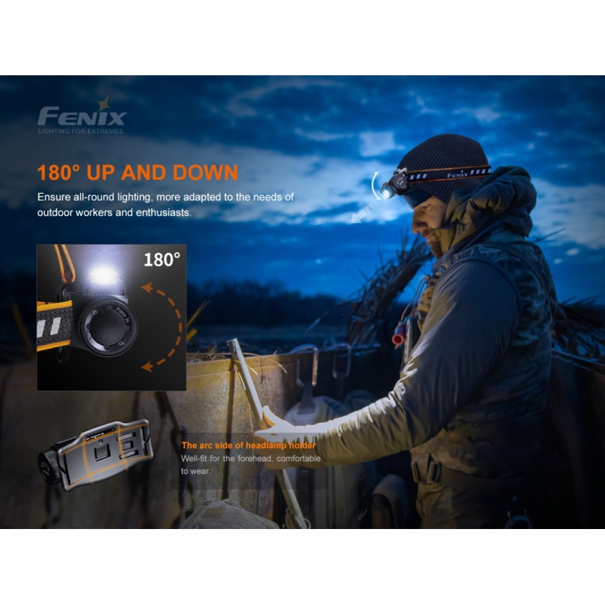Fenix HM60R - LED Aptumšojama uzlādējams galvas lampa 4xLED/USB/2xCR123A IP68 1300 spīdīgs 300 h 3400 mAh