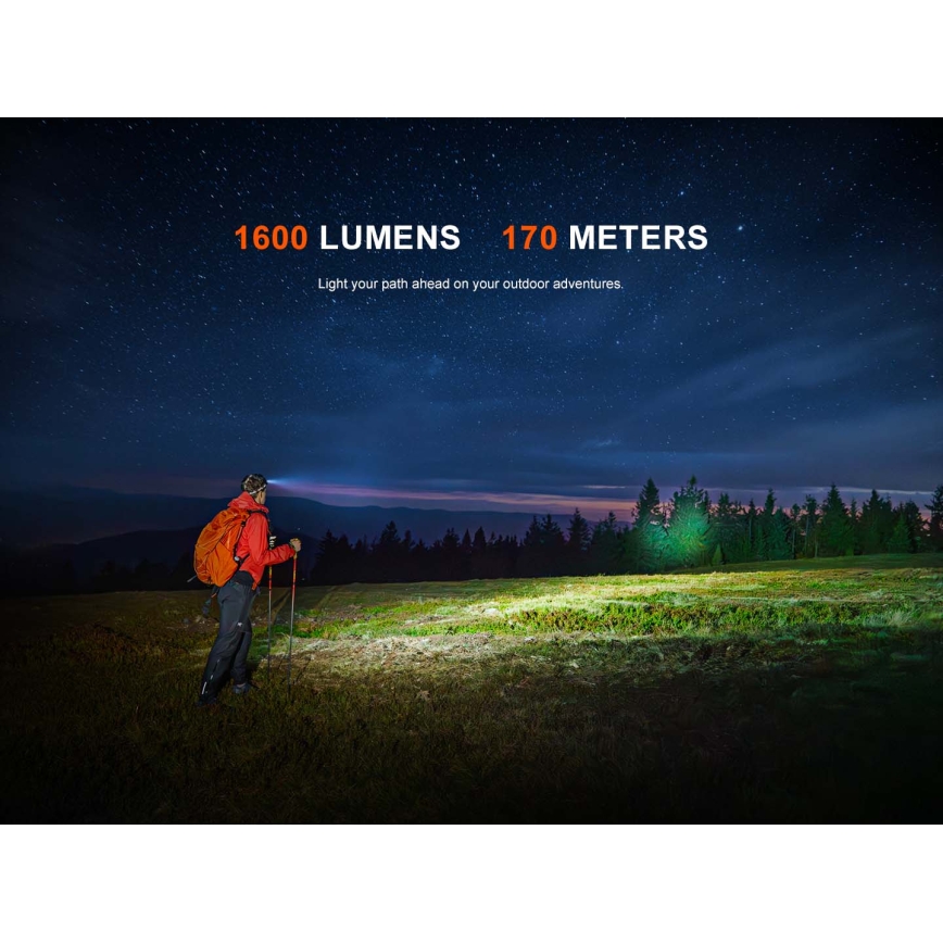 Fenix HM60RV20 - LED aptumšojama uzlādējamā galvas lampa LED/USB 4000 mAh IP68 1600 lm 292 h oranžā
