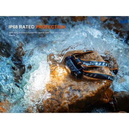 Fenix HM60RV20 - LED aptumšojama uzlādējamā galvas lampa LED/USB 4000 mAh IP68 1600 lm 292 h oranžā