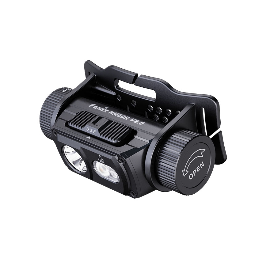Fenix HM60RV20 - LED aptumšojama uzlādējamā galvas lampa LED/USB 4000 mAh IP68 1600 lm 292 h oranžā