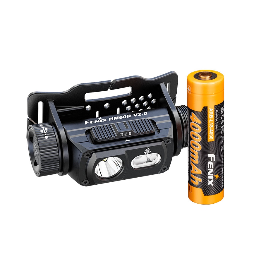 Fenix HM60RV20 - LED aptumšojama uzlādējamā galvas lampa LED/USB 4000 mAh IP68 1600 lm 292 h oranžā