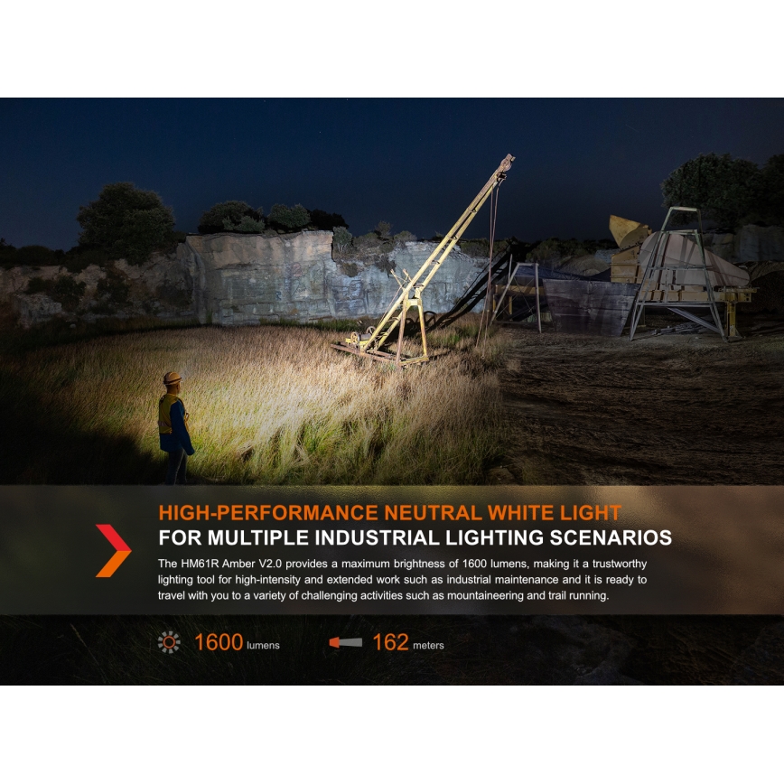 Fenix HM61RV20 - LED Uzlādējama galvas lampa LED/USB/2xCR123A IP68 1600 lm 300 h 3400 mAh