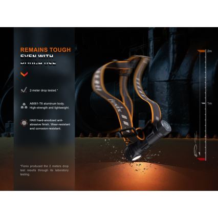 Fenix HM61RV20 - LED Uzlādējama galvas lampa LED/USB/2xCR123A IP68 1600 lm 300 h 3400 mAh