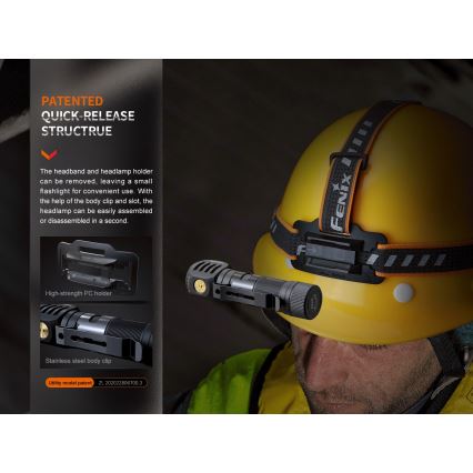 Fenix HM61RV20 - LED Uzlādējama galvas lampa LED/USB/2xCR123A IP68 1600 lm 300 h 3400 mAh