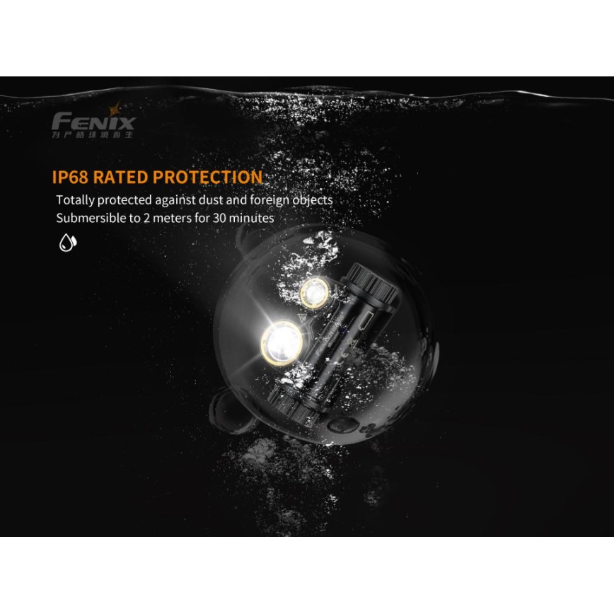 Fenix HM65R - LED Uzlādējams galvas lukturis 2xLED/2xCR123A IP68 1400 lm 300 hrs