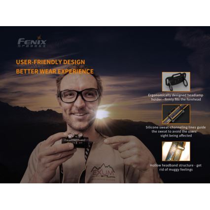 Fenix HM65R - LED Uzlādējams galvas lukturis 2xLED/2xCR123A IP68 1400 lm 300 hrs