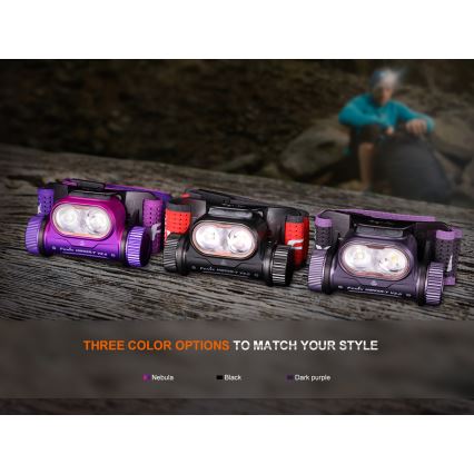 Fenix HM65RTV20BLC- LED Aptumšojama uzlādējams galvas lampa LED/USB/2xCR123A IP68 3400 mAh melna/oranža