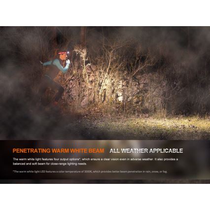 Fenix HM65RTV20PRP - LED Aptumšojama uzlādējama galvas lampa LED/USB/2xCR123A IP68 1600 lm 300h 3400 mAh melna/violeta
