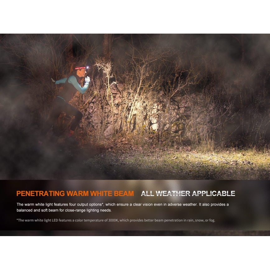 Fenix HM65RTV20PRP - LED Aptumšojama uzlādējama galvas lampa LED/USB/2xCR123A IP68 1600 lm 300h 3400 mAh melna/violeta