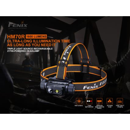 Fenix HM70R - LED Uzlādējama galvas lampa 4xLED/1x21700 IP68 1600 spīdīgs 800 h 5000 mAh