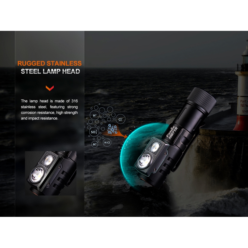 Fenix HM71R - LED Uzlādējama galvas lampa LED/USB IP68 2700 spīdīgs 400 h 5000 mAh