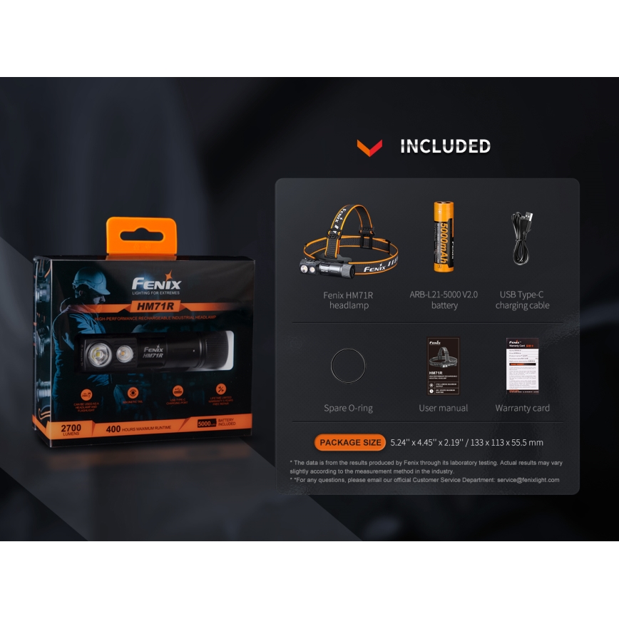 Fenix HM71R - LED Uzlādējama galvas lampa LED/USB IP68 2700 spīdīgs 400 h 5000 mAh