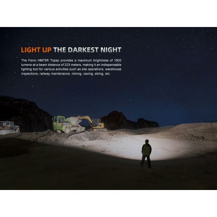 Fenix HM75RTOPAZ - LED Aptumšojama uzlādējams galvas lampa LED/USB IP68 1600 spīdīgs 210 h 4000 mAh