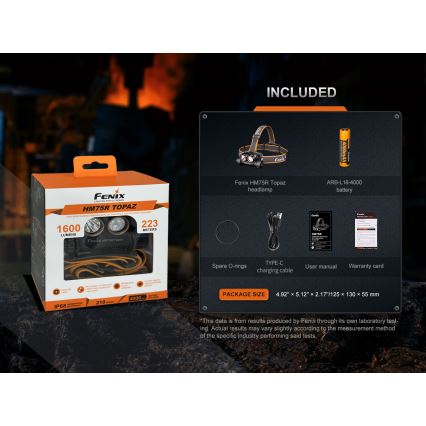 Fenix HM75RTOPAZ - LED Aptumšojama uzlādējams galvas lampa LED/USB IP68 1600 spīdīgs 210 h 4000 mAh