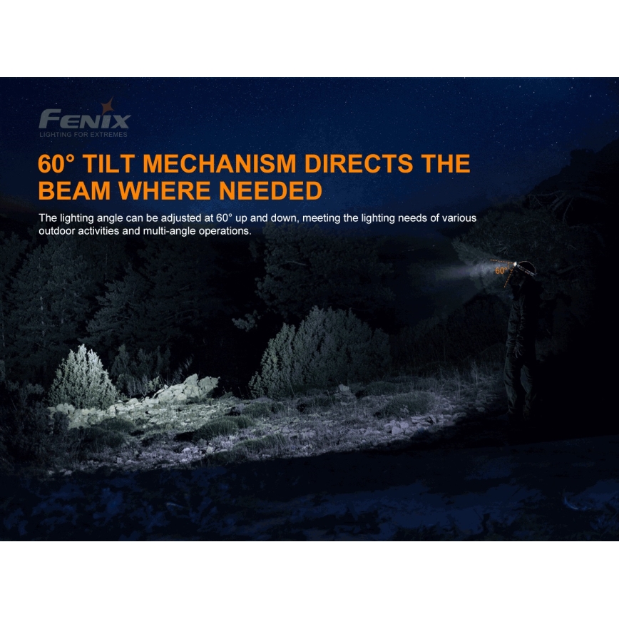 Fenix HP16R1250 - LED Uzlādējama galvas lampa 3xLED/USB 4xAA IP66 1250 lm 600 h 3000 mAh