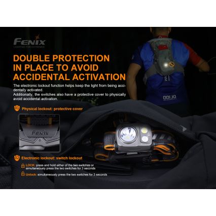 Fenix HP16R1250 - LED Uzlādējama galvas lampa 3xLED/USB 4xAA IP66 1250 lm 600 h 3000 mAh