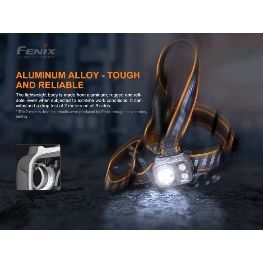 Fenix HP25RV20 - LED Aptumšojama uzlādējama galvas lampa 3xLED/1x21700 IP66 1600 lm 800 h
