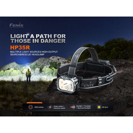 Fenix HP35R - LED regulējama uzlādējama galvas lampa LED/USB 5000 mAh IP66 4000 lm 500 h melna