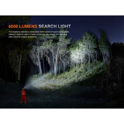 Fenix HP35R - LED regulējama uzlādējama galvas lampa LED/USB 5000 mAh IP66 4000 lm 500 h melna