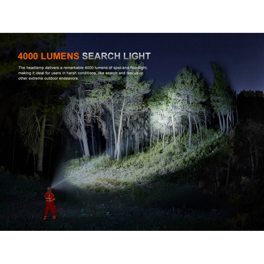 Fenix HP35R - LED regulējama uzlādējama galvas lampa LED/USB 5000 mAh IP66 4000 lm 500 h melna