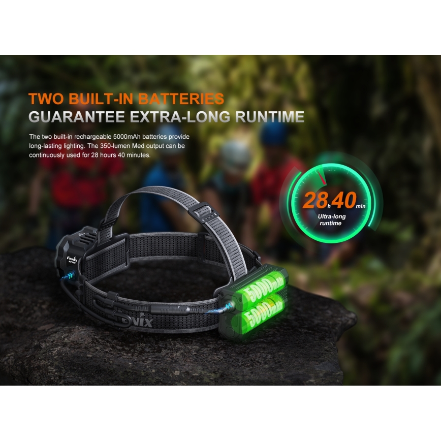 Fenix HP35R - LED regulējama uzlādējama galvas lampa LED/USB 5000 mAh IP66 4000 lm 500 h melna
