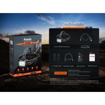 Fenix HP35R - LED regulējama uzlādējama galvas lampa LED/USB 5000 mAh IP66 4000 lm 500 h melna