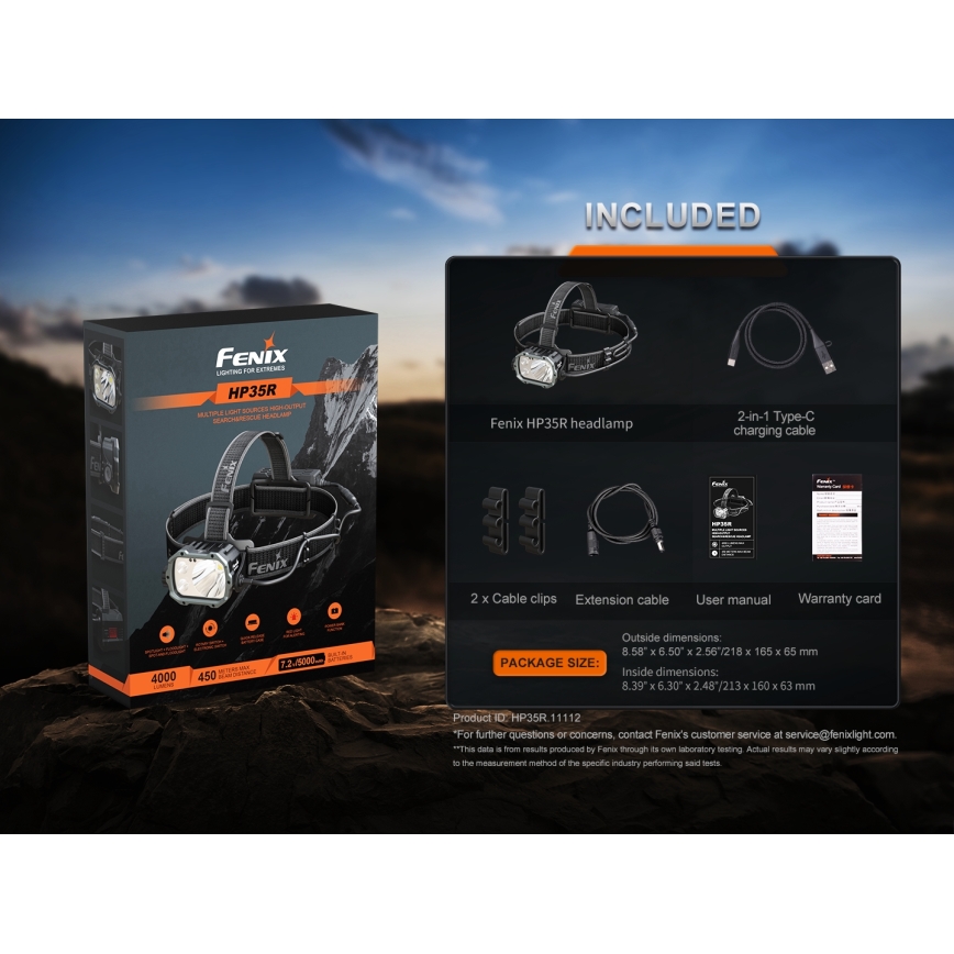 Fenix HP35R - LED regulējama uzlādējama galvas lampa LED/USB 5000 mAh IP66 4000 lm 500 h melna