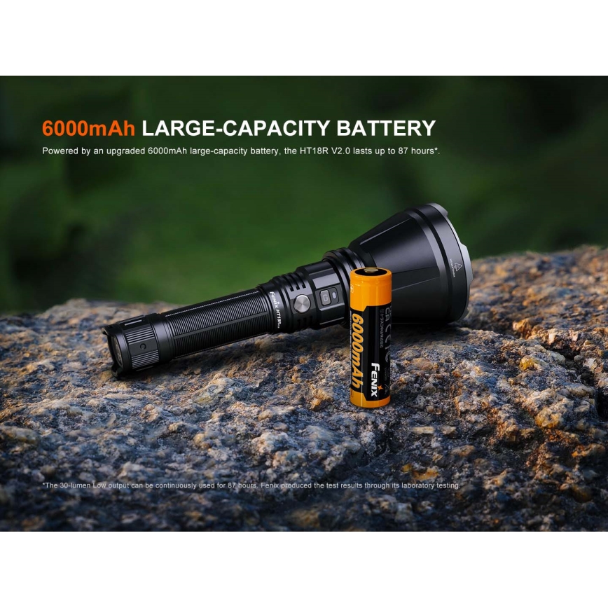 Fenix HT18RV20 - uzlādējams LED lukturis ar regulējamu spilgtumu LED/USB 6000 mAh IP68 3700 lm 87 h melns