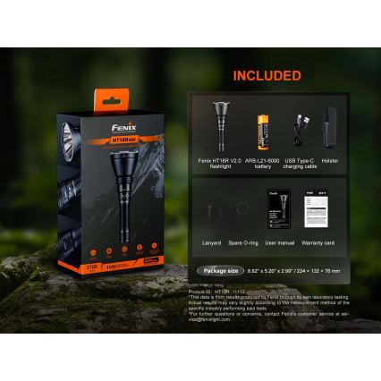 Fenix HT18RV20 - uzlādējams LED lukturis ar regulējamu spilgtumu LED/USB 6000 mAh IP68 3700 lm 87 h melns