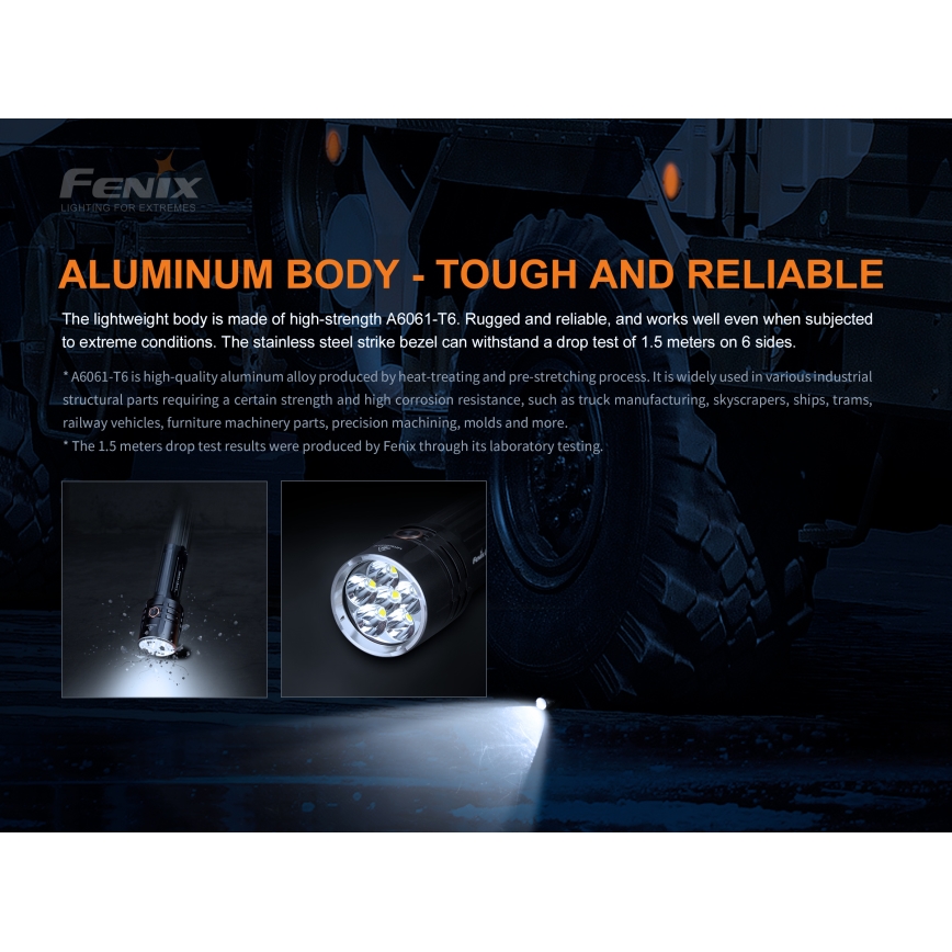 Fenix LR35R - LED Uzlādējams lukturis 6xLED/2x21700 4000 mAh IP68 10000 lm 80 hrs