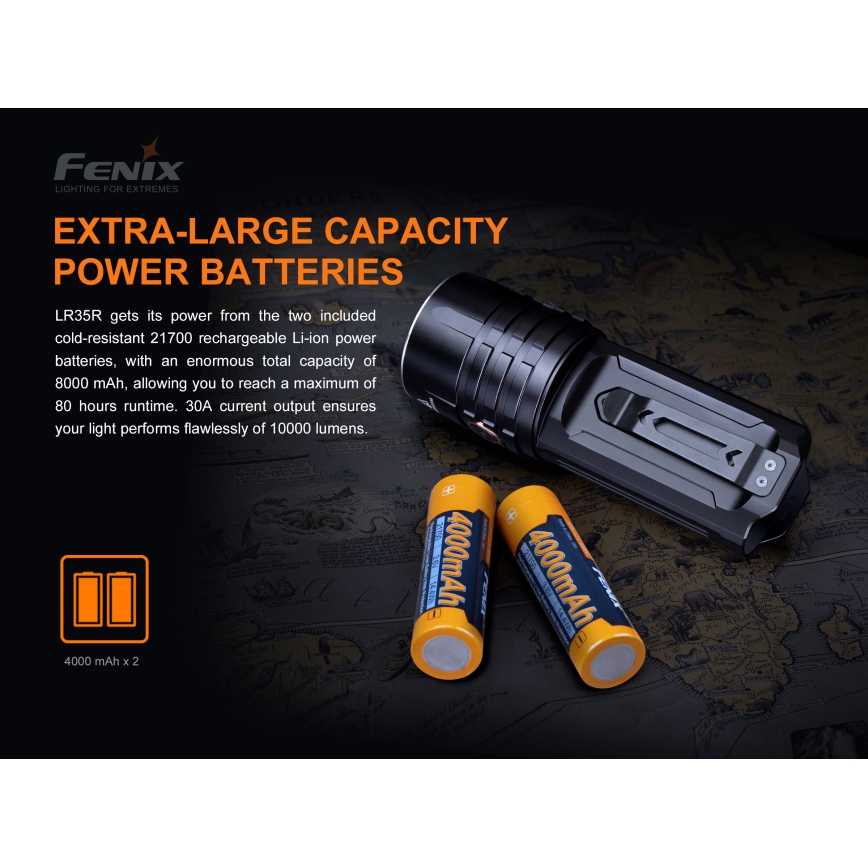 Fenix LR35R - LED Uzlādējams lukturis 6xLED/2x21700 4000 mAh IP68 10000 lm 80 hrs