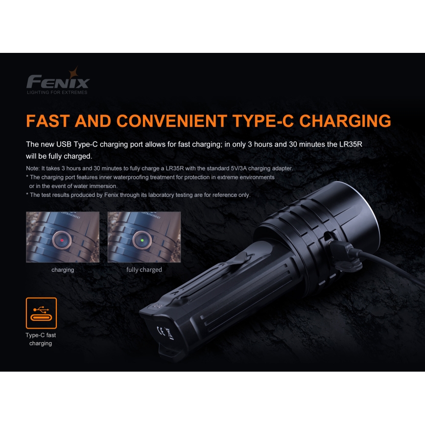 Fenix LR35R - LED Uzlādējams lukturis 6xLED/2x21700 4000 mAh IP68 10000 lm 80 hrs