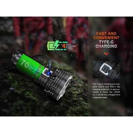 Fenix LR40RV20 - LED Uzlādējams lukturis LED/USB IP68 15000 lm 177 h
