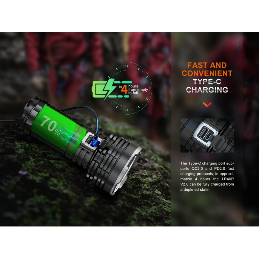 Fenix LR40RV20 - LED Uzlādējams lukturis LED/USB IP68 15000 lm 177 h