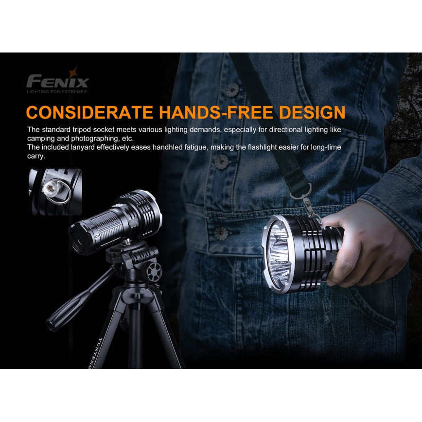 Fenix LR50R - LED Uzlādējams lukturis 4xLED/USB IP68 12000 lm 58 hrs