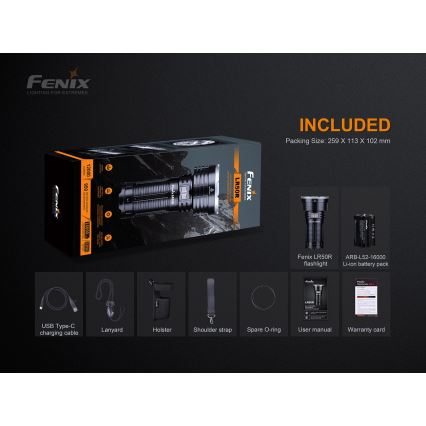 Fenix LR50R - LED Uzlādējams lukturis 4xLED/USB IP68 12000 lm 58 hrs