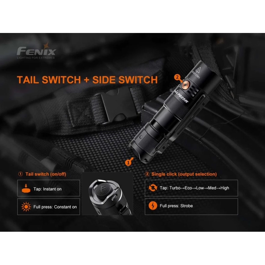Fenix PD25R - LED Uzlādējams lukturis LED/USB/1xCR123A IP68 800 lm 70 h 700 mAh
