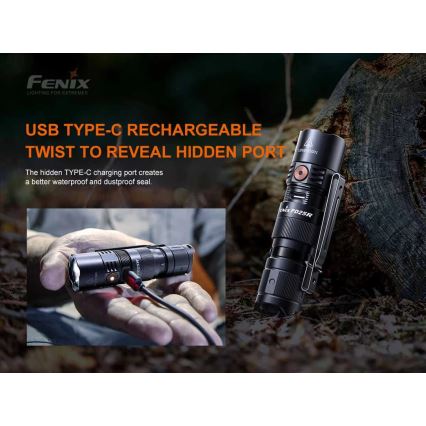 Fenix PD25R - LED Uzlādējams lukturis LED/USB/1xCR123A IP68 800 lm 70 h 700 mAh