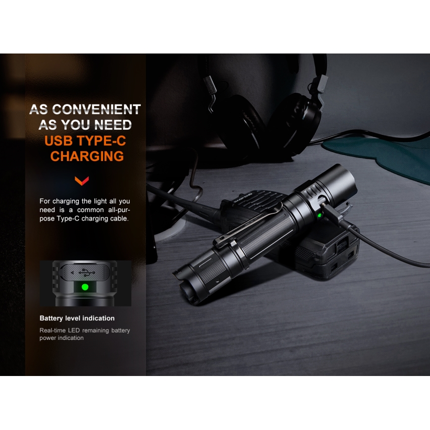 Fenix PD35R - LED Uzlādējams lukturis LED/USB/2xCR123A IP68 1700 lm 100 h 3400 mAh