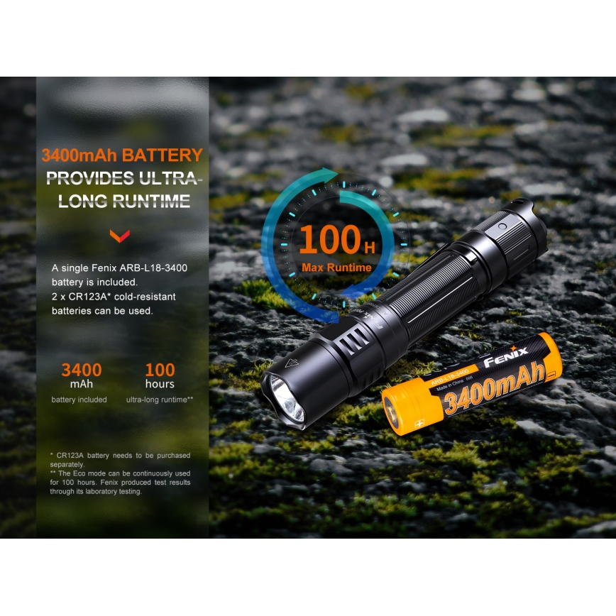 Fenix PD35R - LED Uzlādējams lukturis LED/USB/2xCR123A IP68 1700 lm 100 h 3400 mAh