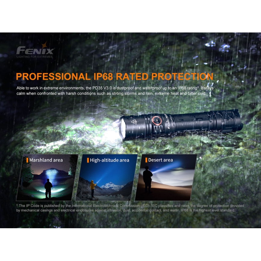 Fenix PD35V30 - LED Uzlādējams lukturis LED/USB/2xCR123A IP68 1700 spīdīgs 230 h 2600 mAh