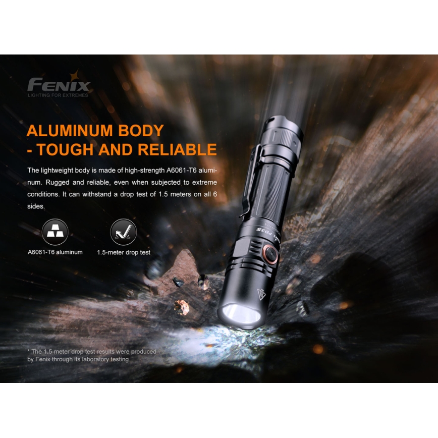 Fenix PD35V30 - LED Uzlādējams lukturis LED/USB/2xCR123A IP68 1700 spīdīgs 230 h 2600 mAh