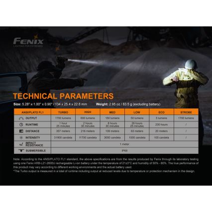 Fenix PD35V30 - LED Uzlādējams lukturis LED/USB/2xCR123A IP68 1700 spīdīgs 230 h 2600 mAh