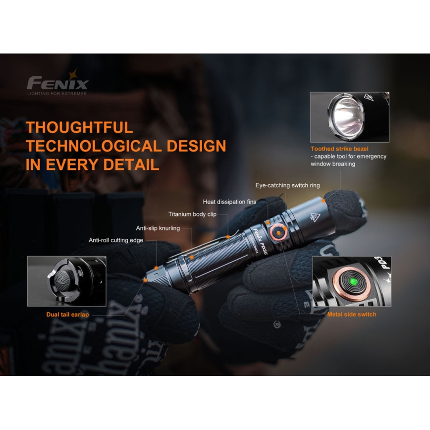 Fenix PD35V30 - LED Uzlādējams lukturis LED/USB/2xCR123A IP68 1700 spīdīgs 230 h 2600 mAh