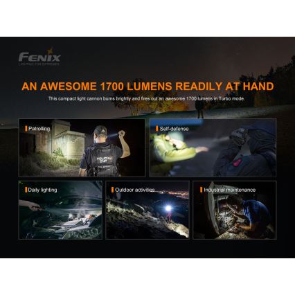 Fenix PD35V30 - LED Uzlādējams lukturis LED/USB/2xCR123A IP68 1700 spīdīgs 230 h 2600 mAh