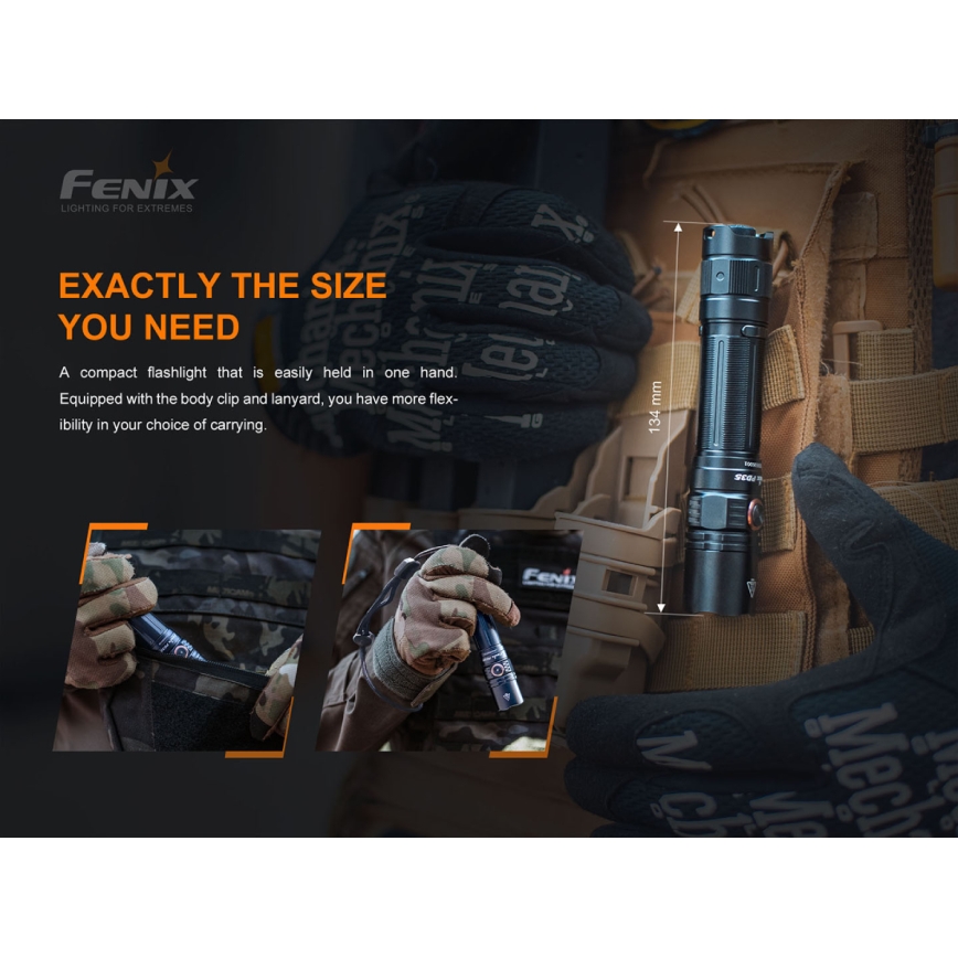 Fenix PD35V30 - LED Uzlādējams lukturis LED/USB/2xCR123A IP68 1700 spīdīgs 230 h 2600 mAh