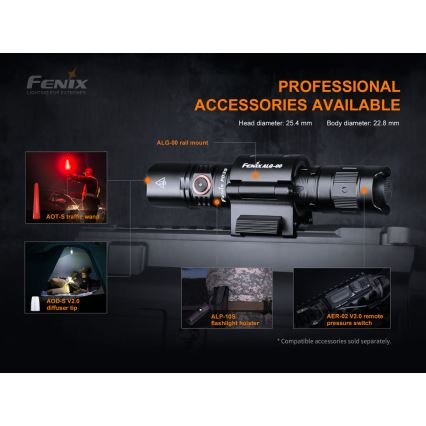 Fenix PD35V30 - LED Uzlādējams lukturis LED/USB/2xCR123A IP68 1700 spīdīgs 230 h 2600 mAh