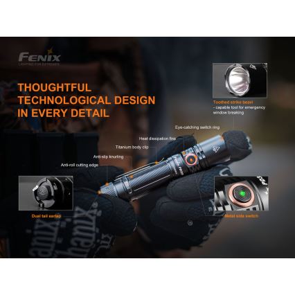Fenix PD35V30 - Uzlādējams LED lukturis LED/USB/2xCR123A IP68 1700 lm 230 h 2600 mAh